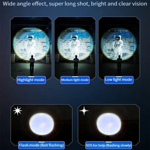 Black High Lumens Zoomable LED Flashlight Rechargeable Long Range Torch for Camping and Travel INDIAN SLINGSHOT