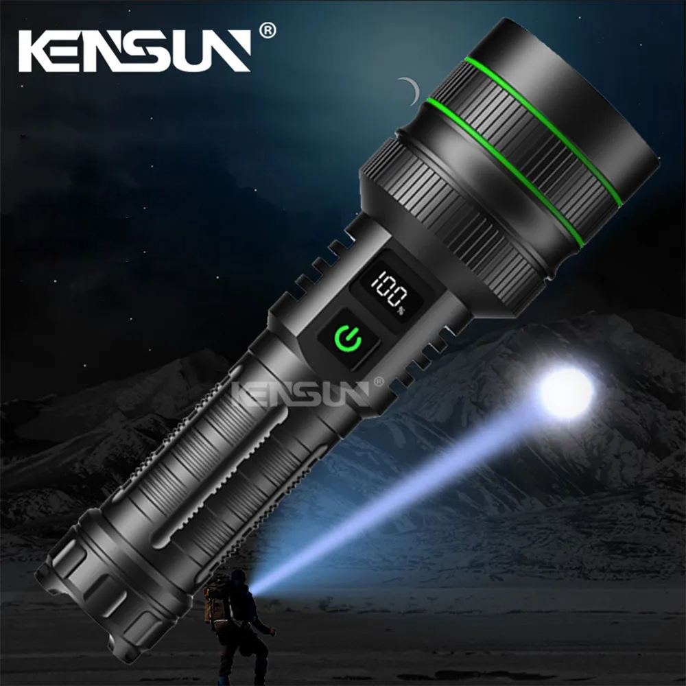 Black High Lumens Zoomable LED Flashlight Rechargeable Long Range Torch for Camping and Travel INDIAN SLINGSHOT