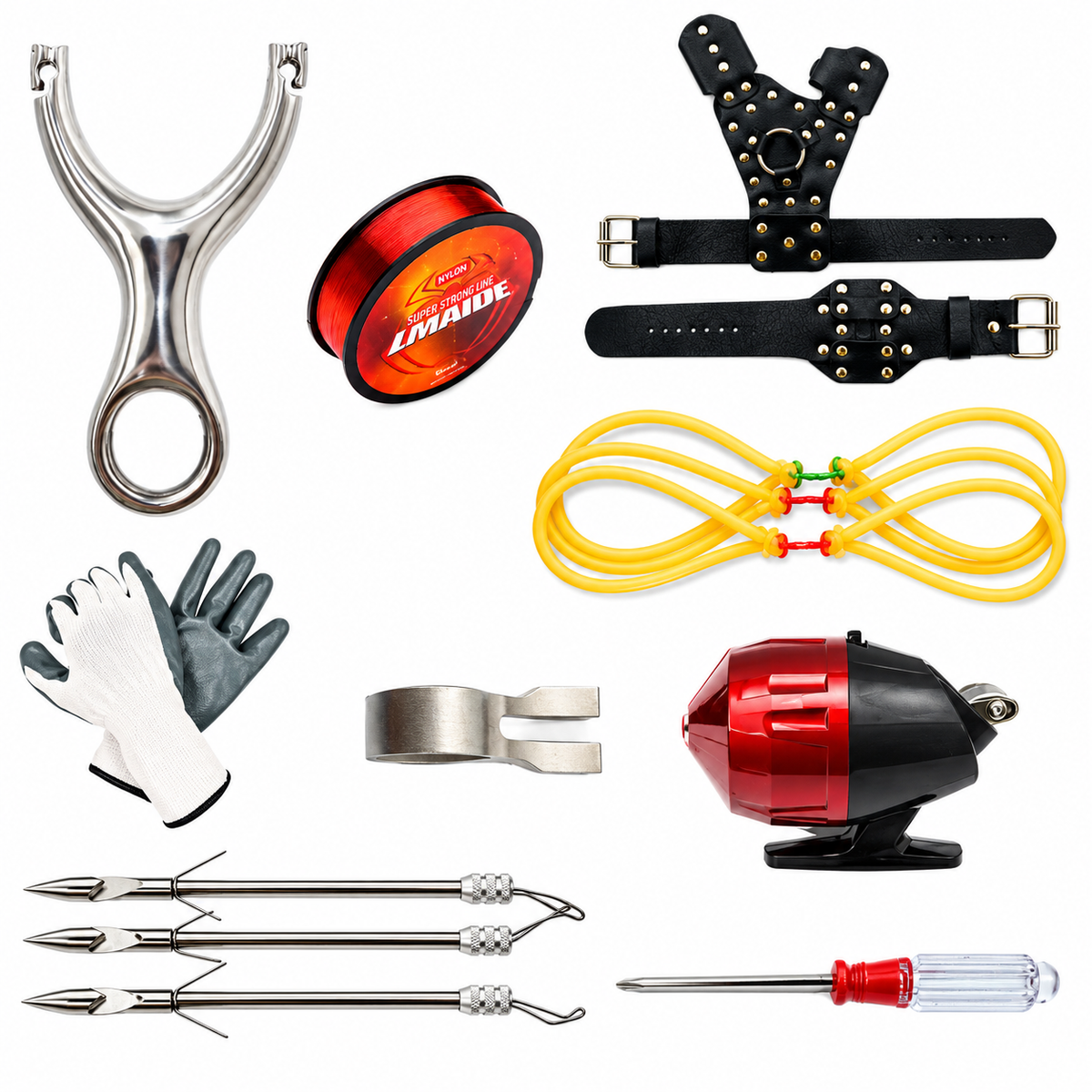 White Smoke High Power Stainless Steel Left and Right Hand Outdoor Fishing Slingshot Combo Set MARKSMAN