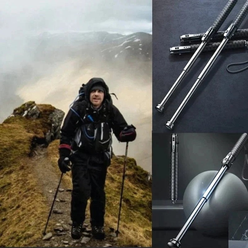 Dark Slate Gray Baton | Safe Hiking Heavy Metal Stick Rod | Automatic Retractable Hiking Stick - Enhanced Self-Defense Rod | Unique Model Available only on Indian Slingshot MARKSMAN