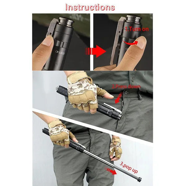Dark Slate Gray Baton | Safe Hiking Heavy Metal Stick Rod | Automatic Retractable Hiking Stick - Enhanced Self-Defense Rod | Unique Model Available only on Indian Slingshot MARKSMAN