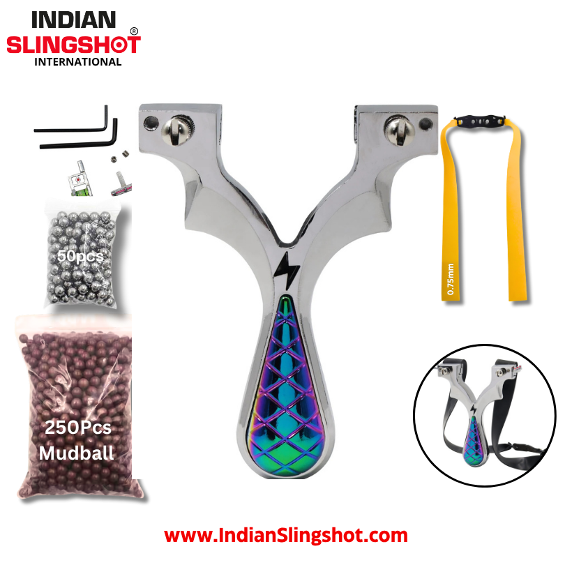 Gray ThunderBolt Stainless Steel Slingshot MARKSMAN