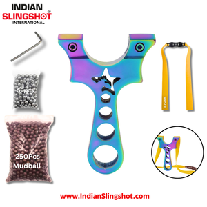 White Smoke Grilled Blue Stainless Slingshot INDIAN SLINGSHOT