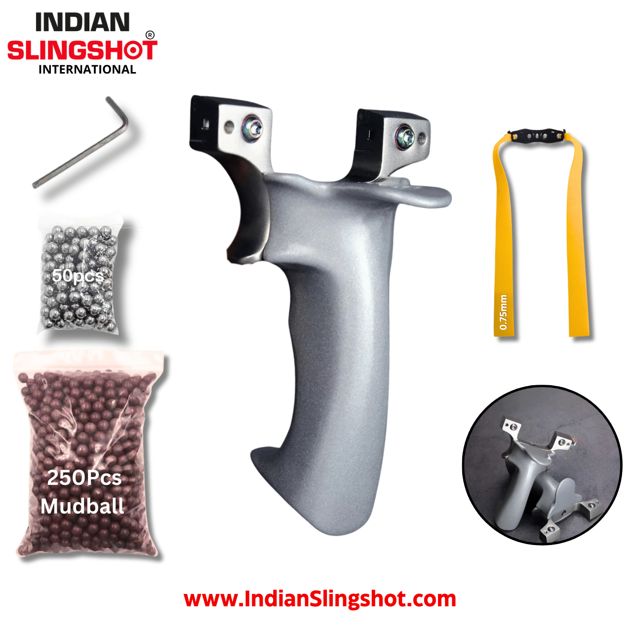 White Smoke SteelMist Stainless Steel Slingshot INDIAN SLINGSHOT