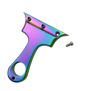 White Smoke Rainbow Impact Stainless Steel Slingshot with 3 Colored Screws Sling Tool INDIAN SLINGSHOT