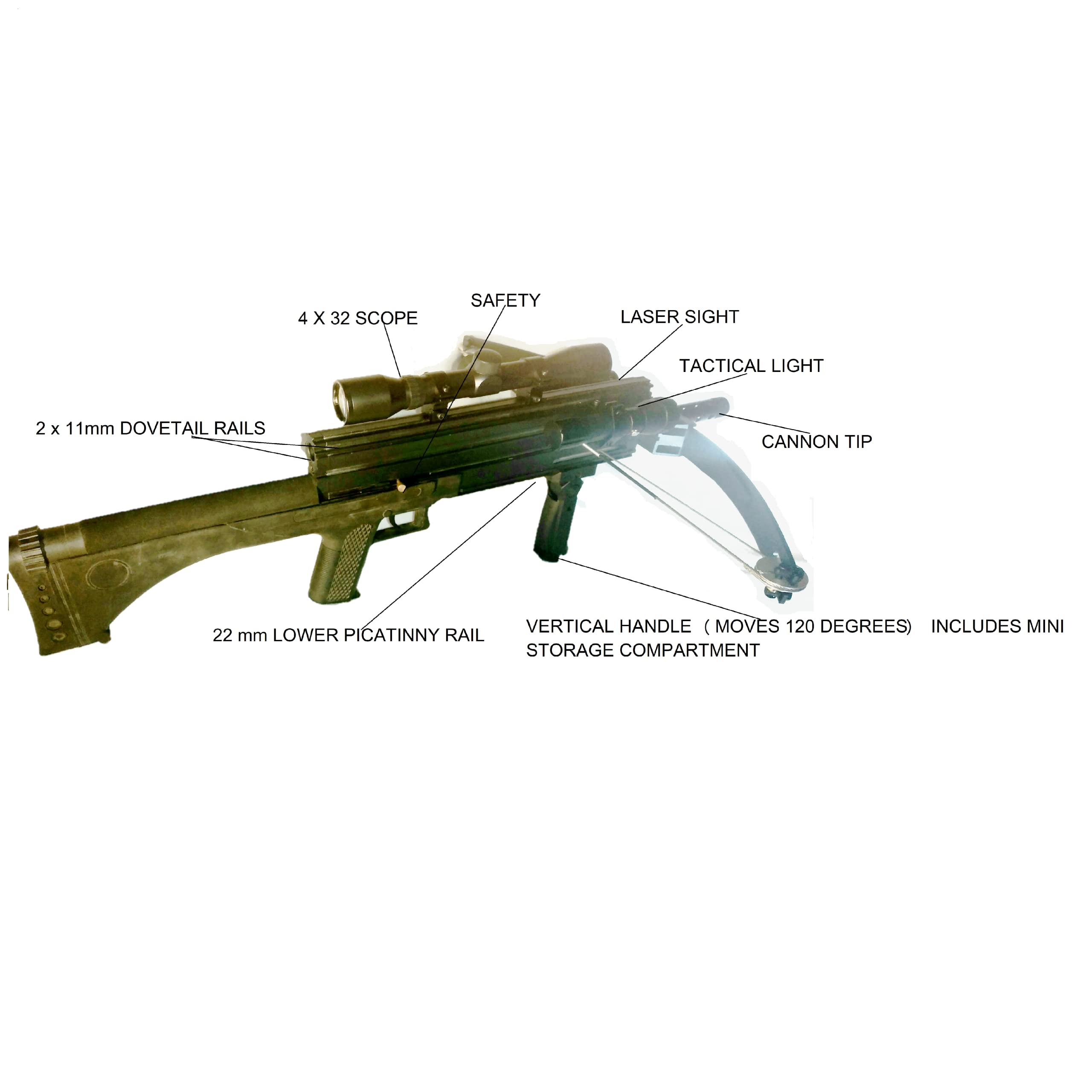 Dark Olive Green Junxing M4 80LBS  Repeating Crossbow with Arrow & Steel Ball Support for Outdoor Target Shooting and Fishing JUNXING