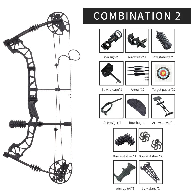 Dark Slate Gray SPG KMQ Compound Bow 31" ATA | 30–60 lbs Adjustable Aluminum Alloy Bow SPG