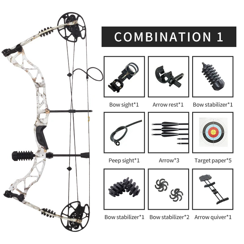 Light Gray SPG KMQ Compound Bow 31" ATA | 30–60 lbs Adjustable Aluminum Alloy Bow SPG