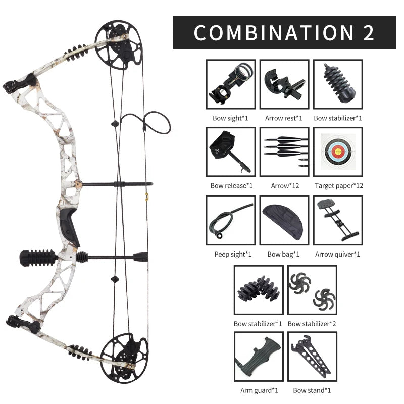 Light Gray SPG KMQ Compound Bow 31" ATA | 30–60 lbs Adjustable Aluminum Alloy Bow SPG