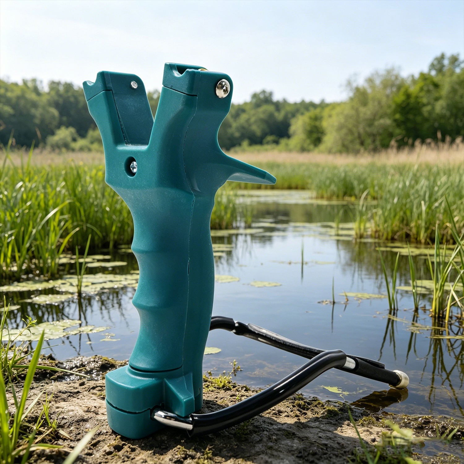 Alice Blue KORVEX Fishing Slingshot with Wrist Support and Elastic Rubber Band Accessories. INDIAN SLINGSHOT