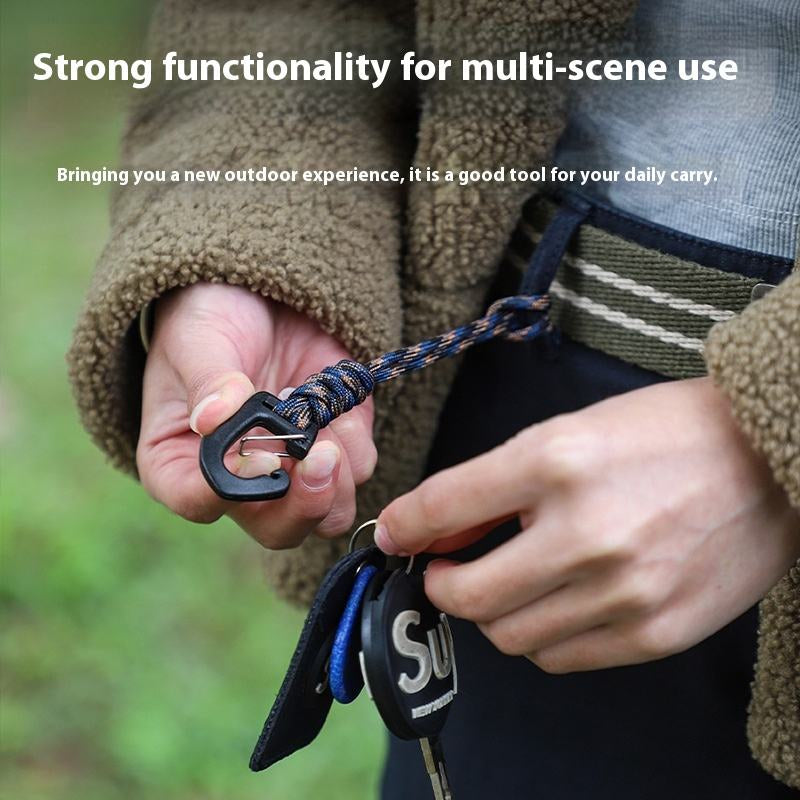 Black 7-Core Paracord Keychain Lanyard with Hook | Multifunction Outdoor Carry Accessory | Lightweight Utility Key Ring INDIAN SLINGSHOT
