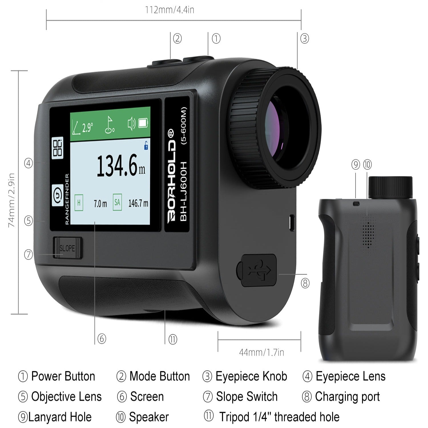 Dark Slate Gray LCD Screen Golf Sport Laser Rangefinder KAEMEASU