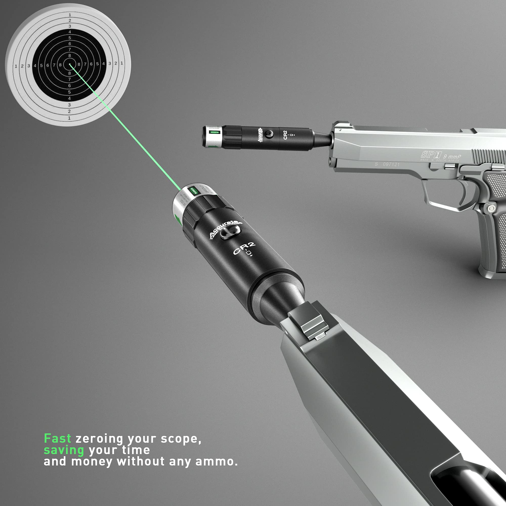 Slate Gray Green Laser Advanced Laser Bore Sighter Caliber Kit MARKSMAN