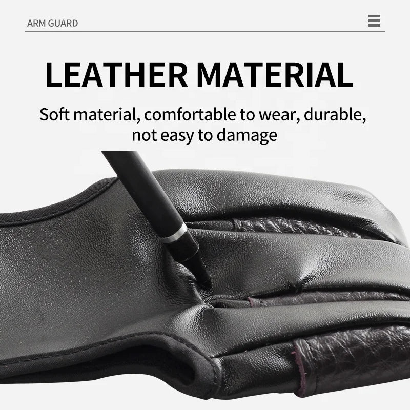 Dark Slate Gray SPG Leather 3-Finger Hand Guard – Adjustable Archery Glove (Black) SPG