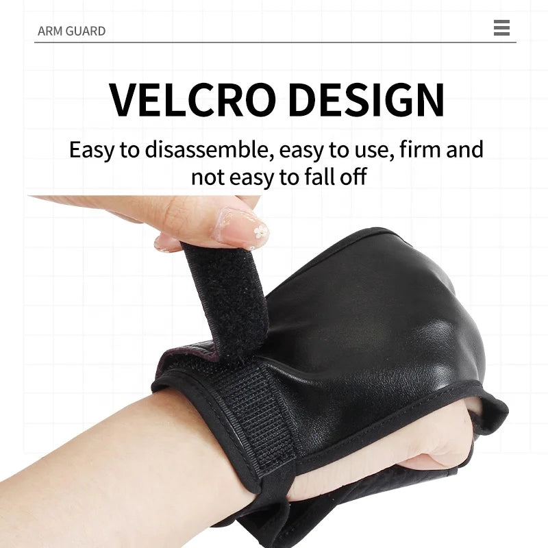 Dark Slate Gray SPG Leather 3-Finger Hand Guard – Adjustable Archery Glove (Black) SPG