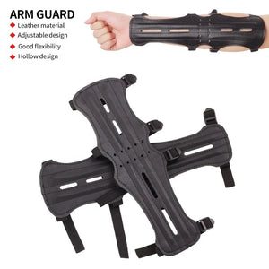 Dark Slate Gray SPG Leather Arm Guard – Long Adjustable Archery Forearm Protector SPG