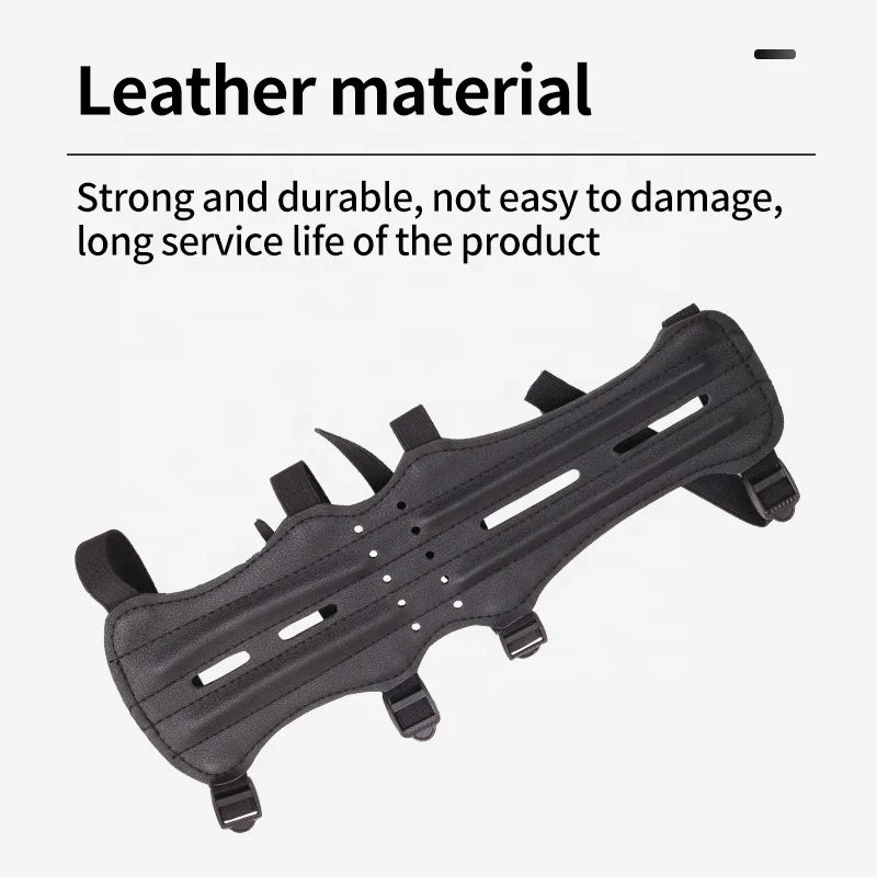 Dark Slate Gray SPG Leather Arm Guard – Long Adjustable Archery Forearm Protector SPG