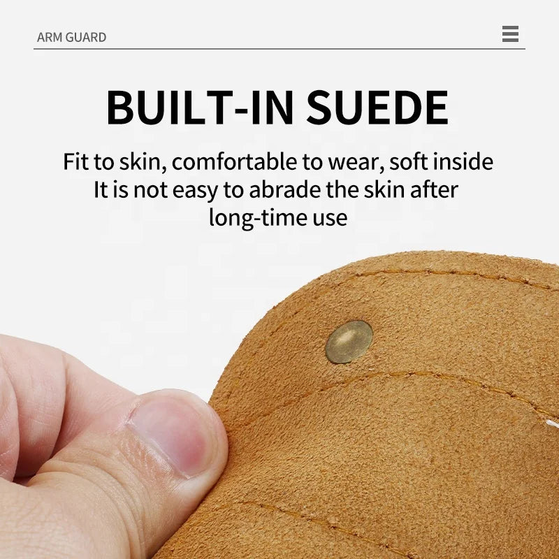 Beige SPG Leather Arm Guard – Adjustable Archery Forearm Protector (Brown) SPG