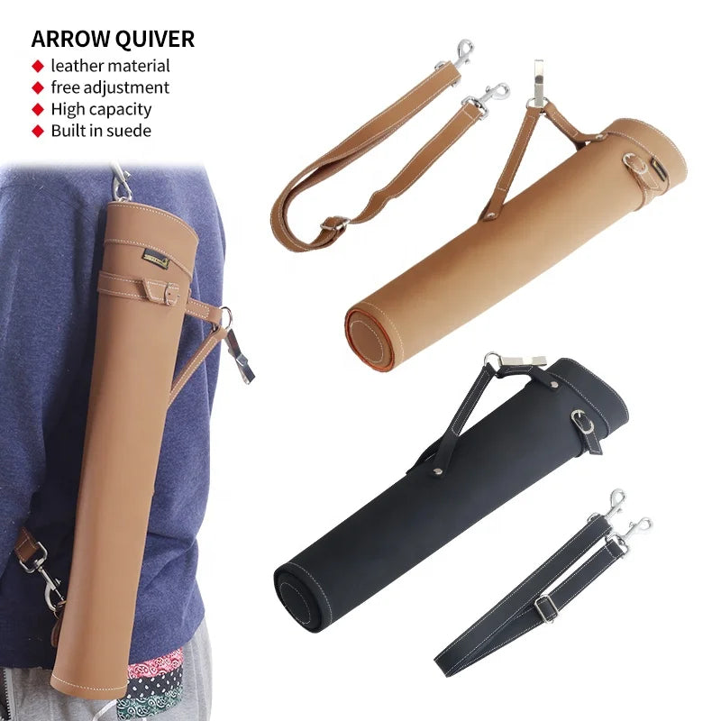 Dark Slate Gray SPG Leather Arrow Bag – Premium Hip/Back Quiver (Black/Brown) SPG