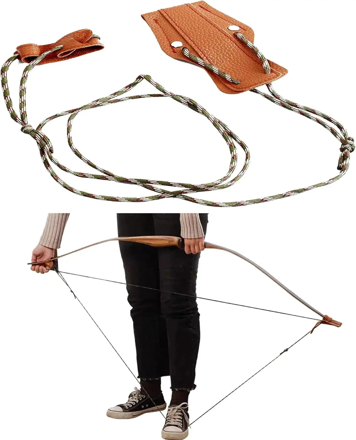 Rosy Brown SPG Leather Bow Stringer – Recurve &amp; Longbow Stringing Tool SPG