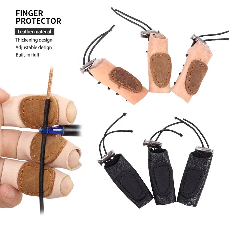 Tan SPG Leather Finger Tabs | 3pcs Recurve Bow Guard Set SPG