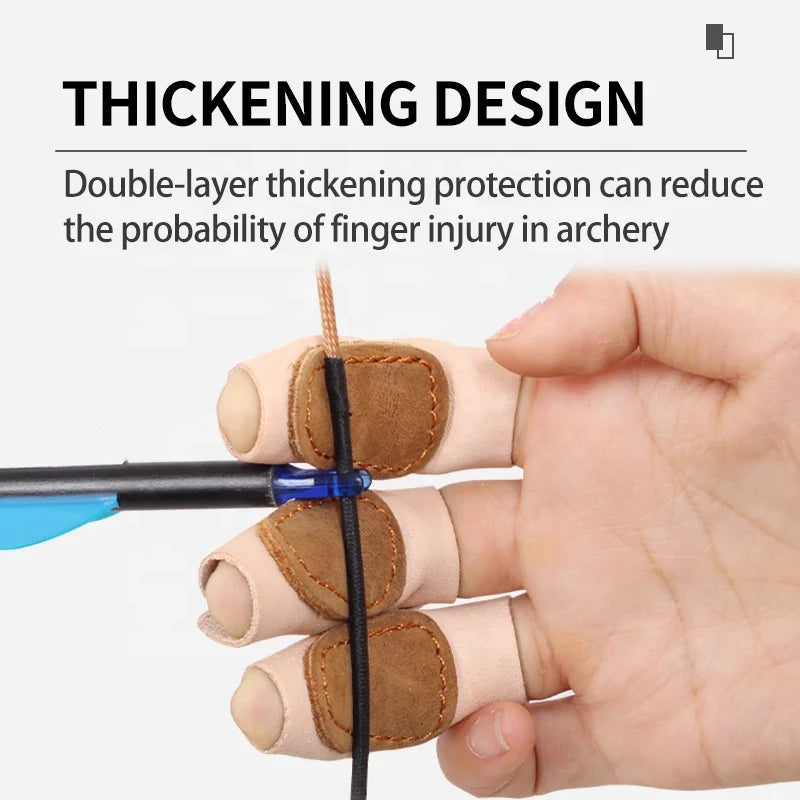 Antique White SPG Leather Finger Tabs | 3pcs Recurve Bow Guard Set SPG