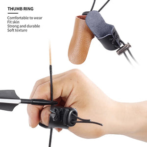 Tan SPG Leather Thumb Ring – Cowhide Archery Finger Guard (Black/Brown) SPG