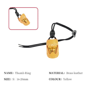 Dark Khaki SPG Traditional Leather Brass Thumb Ring – Archery Finger Protection Aid SPG