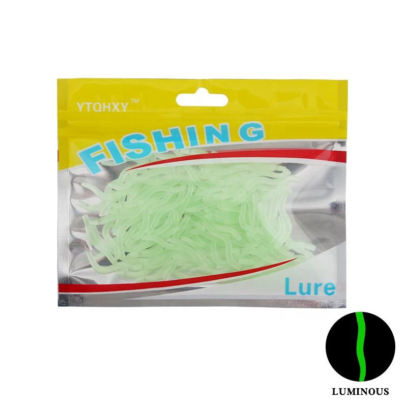100-Pack Luminous Soft Worm Fishing Lures | Silica Gel Artificial Bait for Carp & Perch