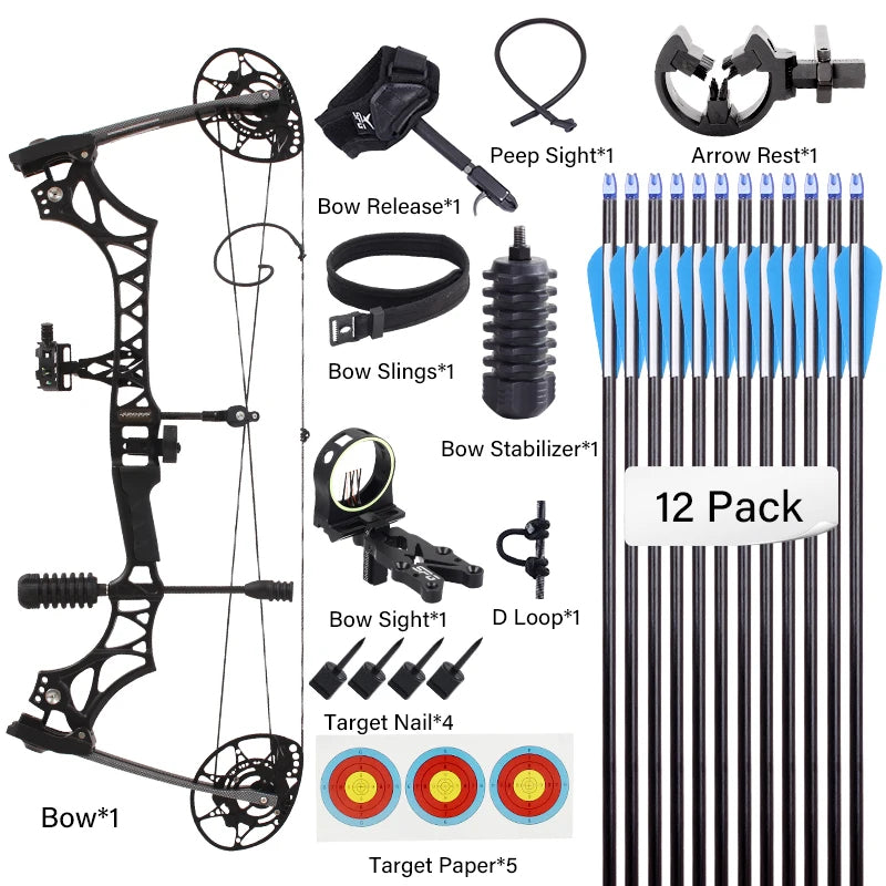 Light Gray SPG M128 Compound Bow | Adjustable 30–70lbs Alloy Archery SPG