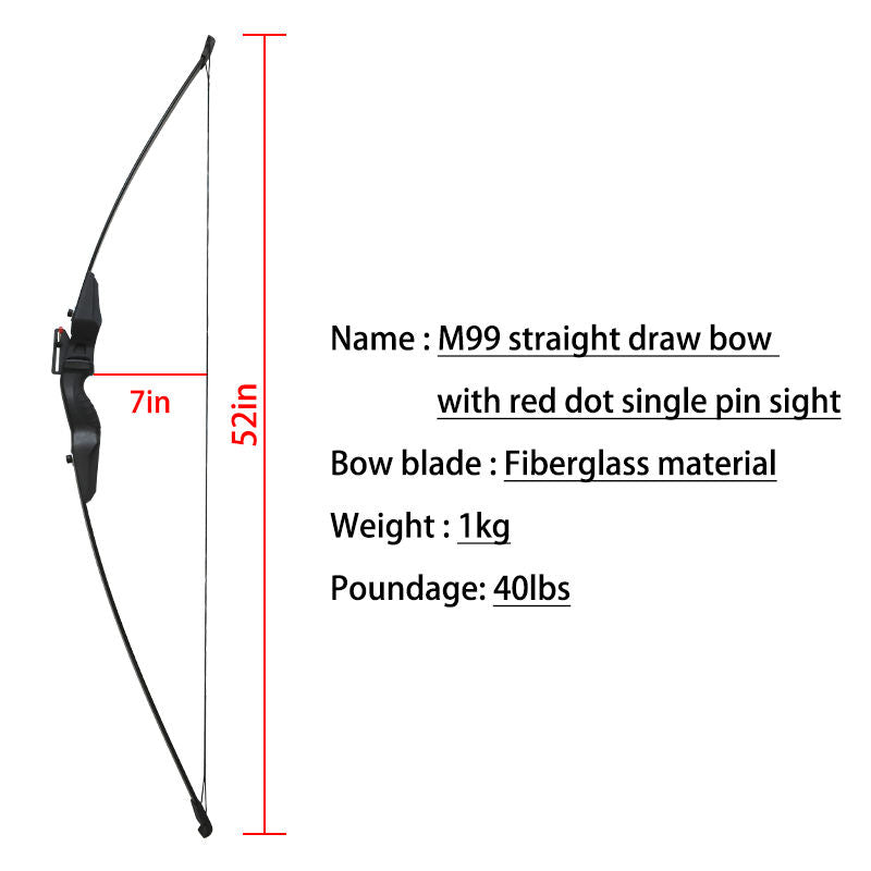 Misty Rose M99 Straight Draw Bow + Red Dot Single Needle Aim + Quiver + Arm Guard + Metal Arrow + Target Paper Outdoor Archery Accessories INDIAN SLINGSHOT