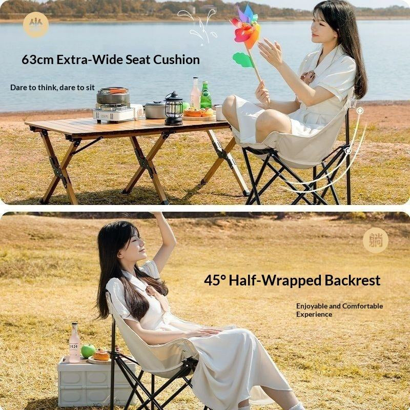 Tan MOON CHAIR Ultra-Light Folding Chair for Outdoor Camping & Fishing MARKSMAN
