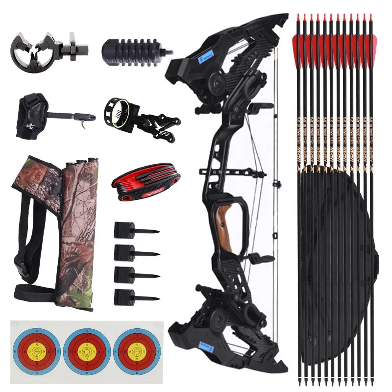 Gray SPG MQ Carbon Fiber Compound Bow – Adjustable Performance Bow SPG