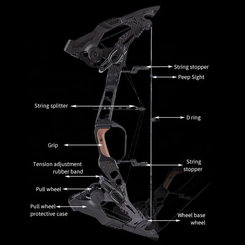 Black SPG MQ Carbon Fiber Compound Bow – Adjustable Performance Bow SPG