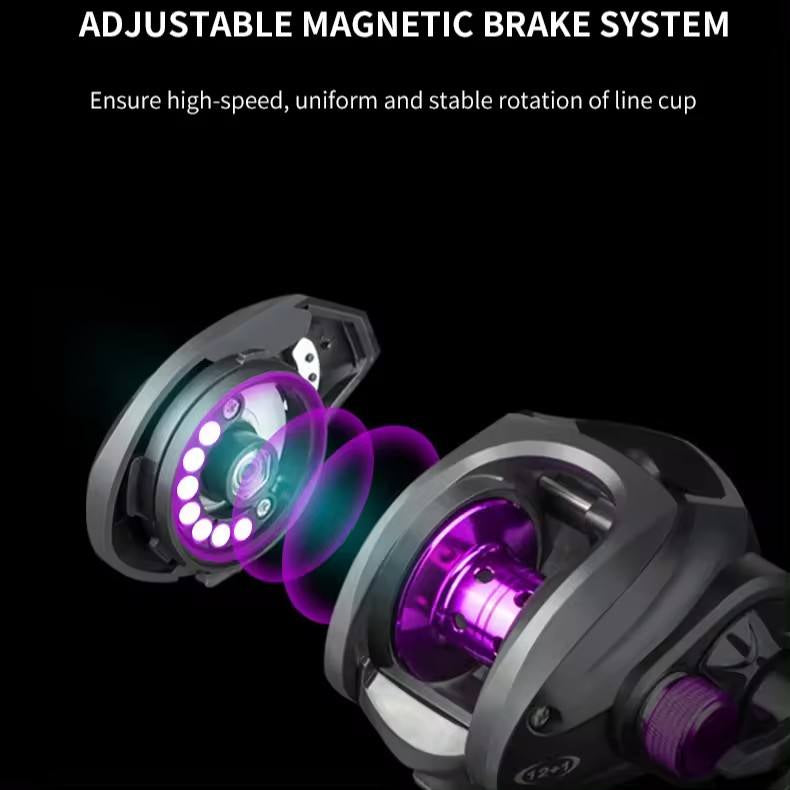 Black High Speed 8kg Drag Magnetic Brake Baitcasting Fishing Reel 7.2:1 Gear Ratio MARKSMAN
