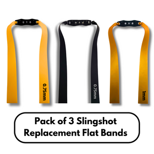 Black Pack of 3 Slingshot Replacement Flat Bands | 17cm, 20cm & 24cm | 0.75mm & 1mm | Black, Yellow & Gold | Natural Latex Slingshot Catapult Accessories INDIAN SLINGSHOT
