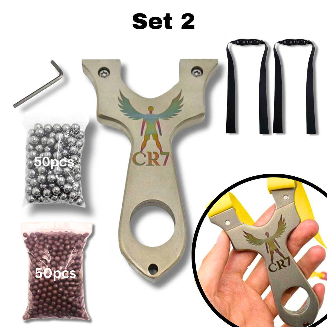 Rosy Brown CR7 Powerful 304 Stainless Steel Slingshot Gulel Catapult MARKSMAN