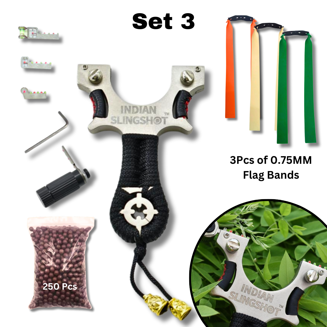 Gray Indian Bulls Eye Stainless Steel Slingshot for Target Shooting INDIAN SLINGSHOT