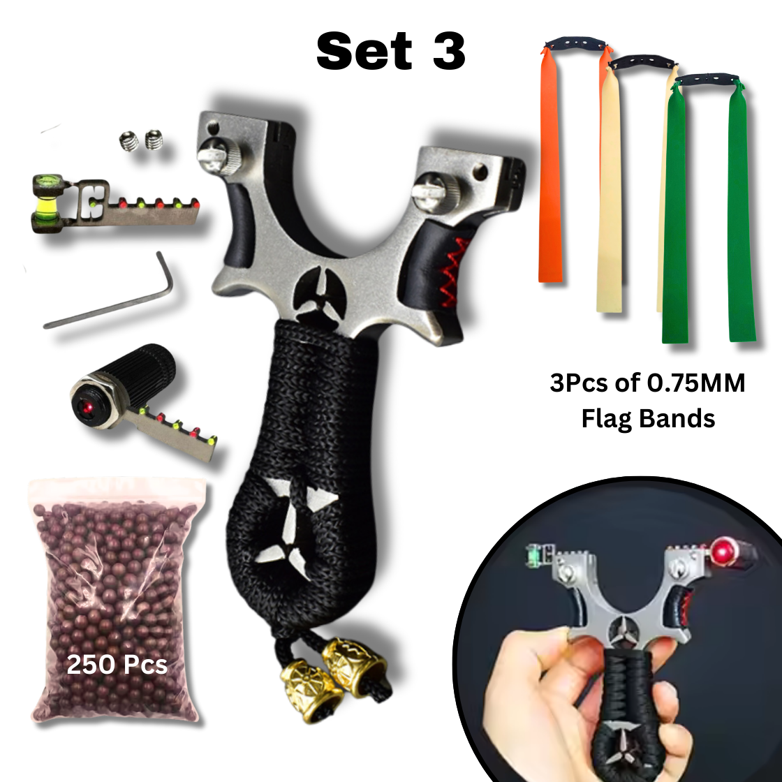 Light Gray Marksman® Flying Bird Mercedes Benz Premium Stainless Steel Slingshot | Different Thickness Options MARKSMAN