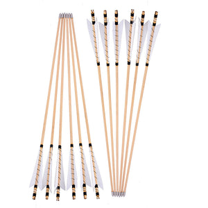 White Smoke Medieval Style Wooden Archery Arrows with Turkey Feathers – 32" Indonesian White Wood Arrows for Longbow & Recurve Practice INDIAN SLINGSHOT