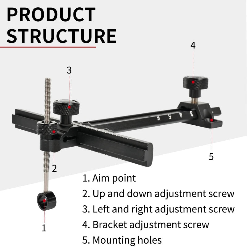 Dark Slate Gray SPG Metal Recurve Bow Sight 6-Inch — CNC Aluminum Adjustable Sight SPG