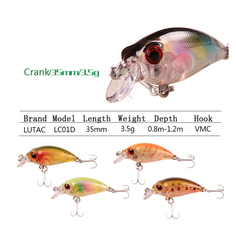 White Smoke Mini ABS Floating Crankbait Lure 35mm 2.5g with 3D Eyes & VMC Hook MARKSMAN