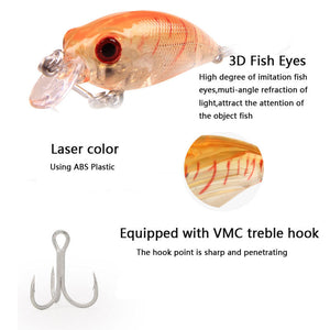 White Smoke Mini ABS Floating Crankbait Lure 35mm 2.5g with 3D Eyes & VMC Hook MARKSMAN