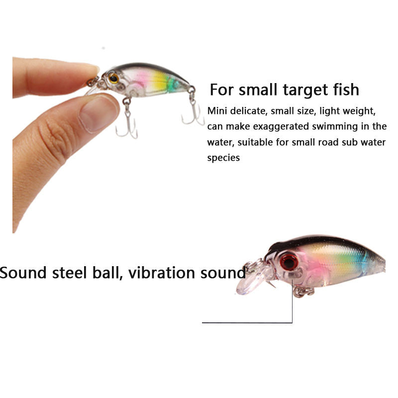 White Smoke Mini ABS Floating Crankbait Lure 35mm 2.5g with 3D Eyes & VMC Hook MARKSMAN