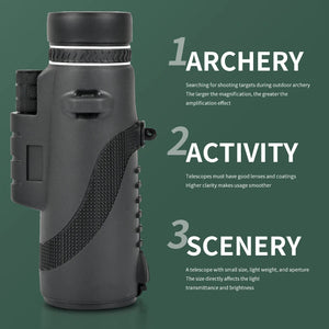Dark Slate Gray SPG 8X50 Monocular Telescope with Optical Glass Lens &amp; Green Film Coating – Portable Outdoor Spotting Scope (Black/Green) SPG