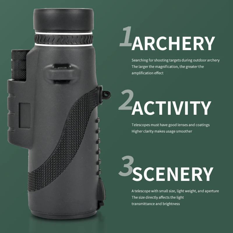Dark Slate Gray SPG 8X50 Monocular Telescope with Optical Glass Lens &amp; Green Film Coating – Portable Outdoor Spotting Scope (Black/Green) SPG