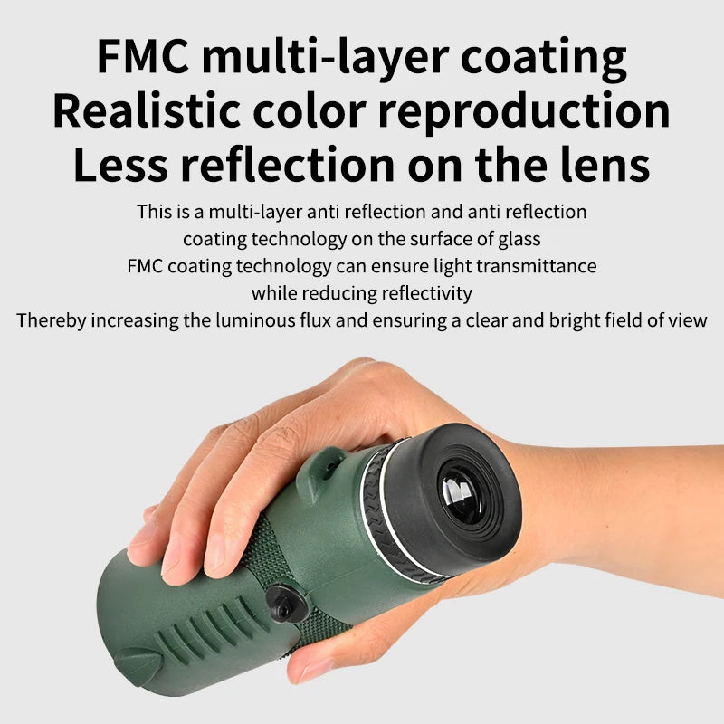 Antique White SPG 8X50 Monocular Telescope with Optical Glass Lens &amp; Green Film Coating – Portable Outdoor Spotting Scope (Black/Green) SPG