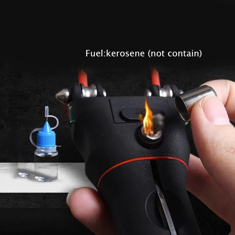 Black Multi Functional Mini Portable Slingshot Outdoor Laser | Flashlight | Lighter | Hammer | Cutting Fishing Hunting Camping Tools INDIAN SLINGSHOT