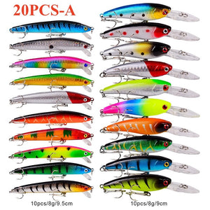 Light Gray Multicolor Treble Hooks Hard Crank Baits Set SNEDA