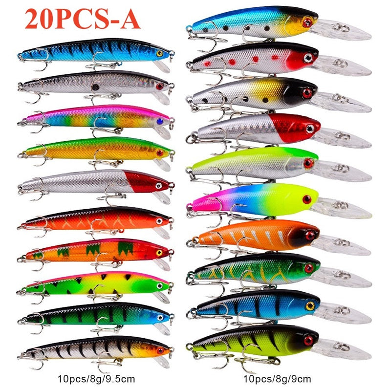 Light Gray Multicolor Treble Hooks Hard Crank Baits Set SNEDA